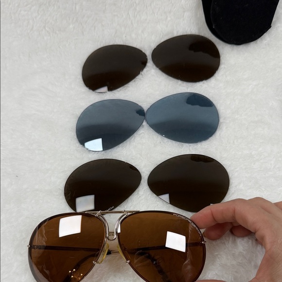 Porsche Design Gold and Brown Aviator Sunglasses